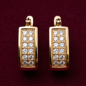 Gold Hoop Earrings for Women with Stone Detailing – Elegant Jewelry