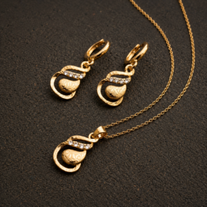 Elegant Gold Pendant Jewelry Set – Necklace & Earrings