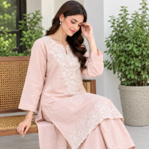 Blush Pink Embroidered 2 Piece Suit – Summer Collection