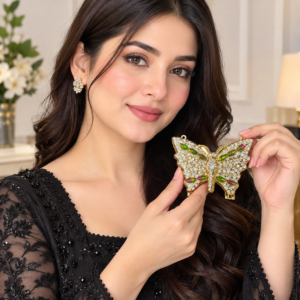 Elegant Gold Butterfly Crystal Clutch for Women