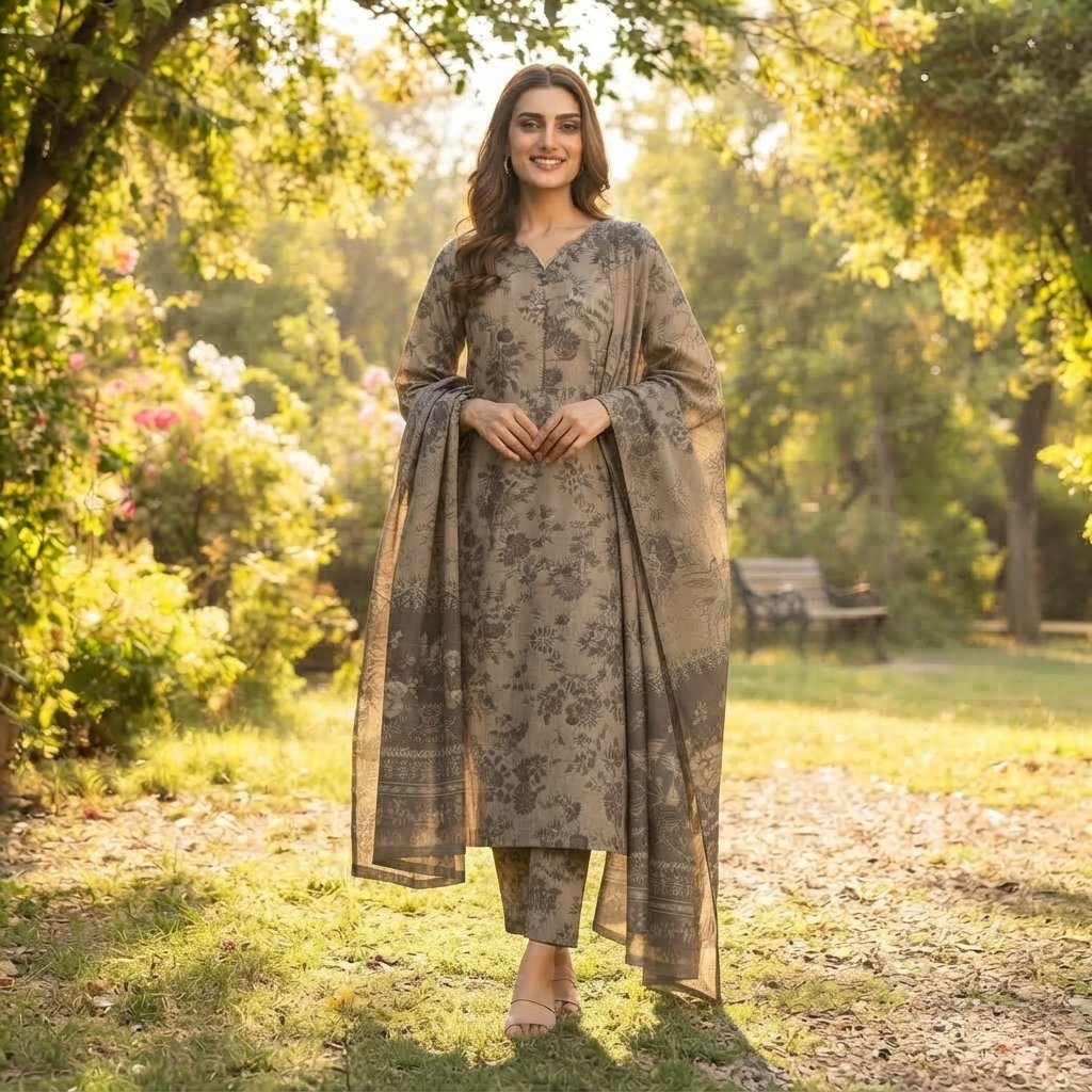 Sadabahar 3 Piece Dhanak Suit – New Arrival Winter Collection - Image 2