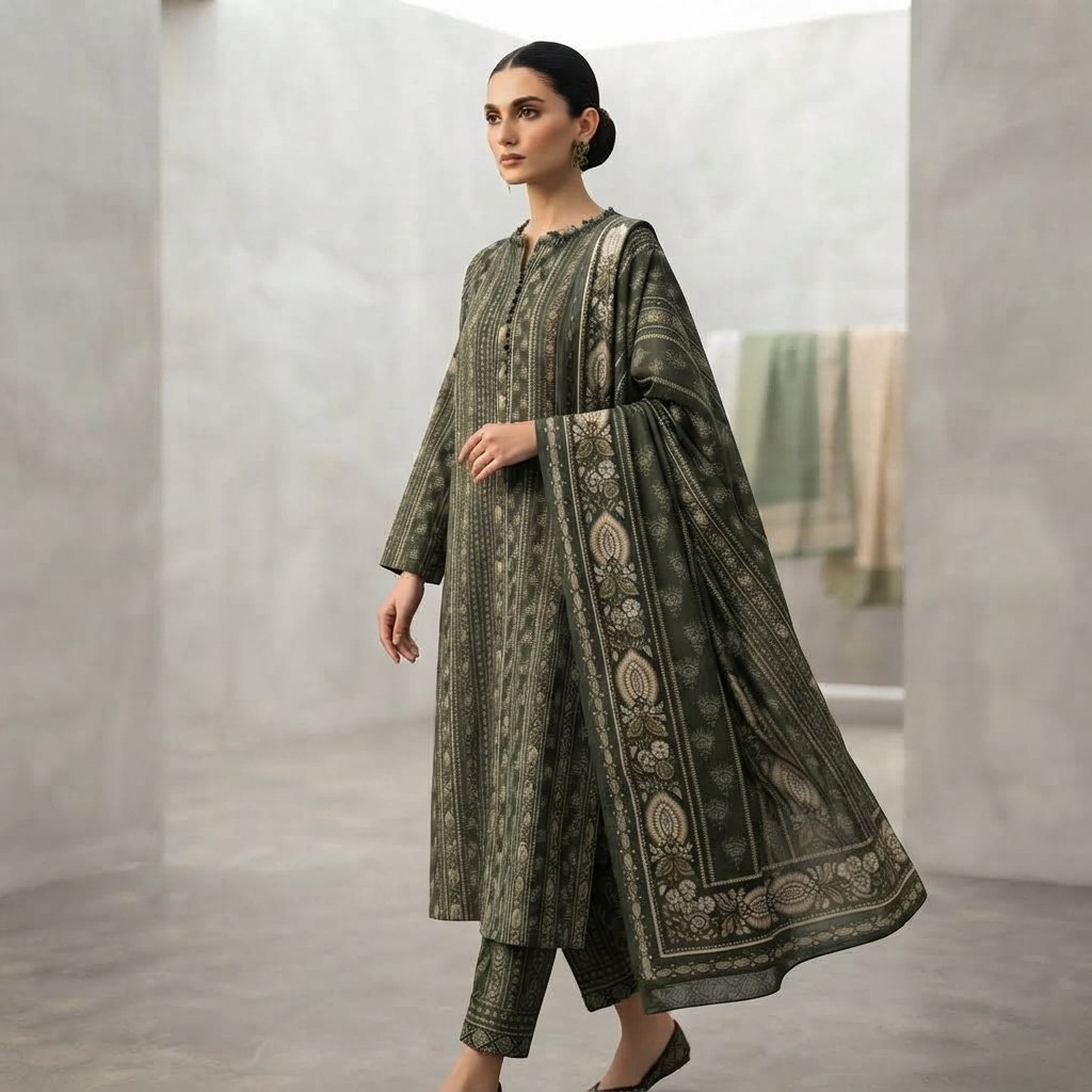 Sadabahar Khadder New Arrival – 3 Piece Suit - Image 3