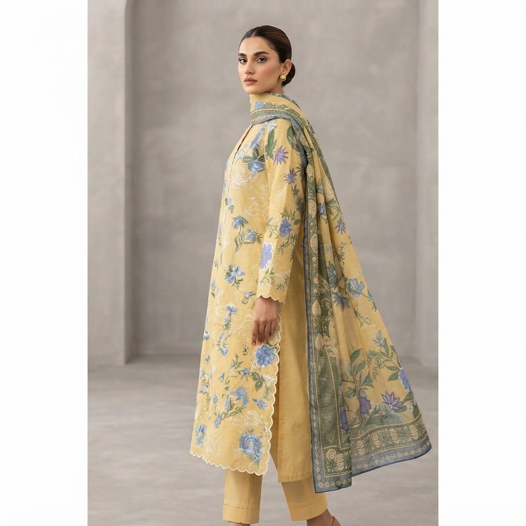 KHAADI New Arrival – Cotton Embroidered 3 Piece Suit - Image 3
