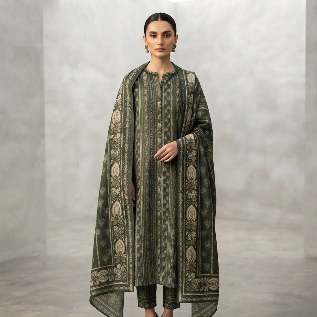 Sadabahar Khadder New Arrival – 3 Piece Suit