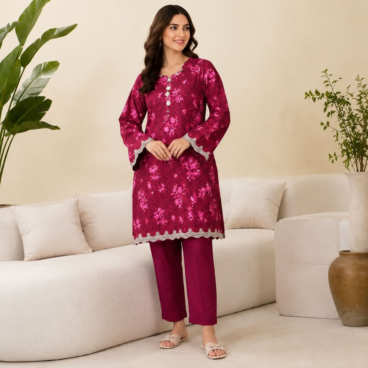 Embroidered 2 Piece Suit for Women – Elegant Embroidered Kurta Trouser - Image 2