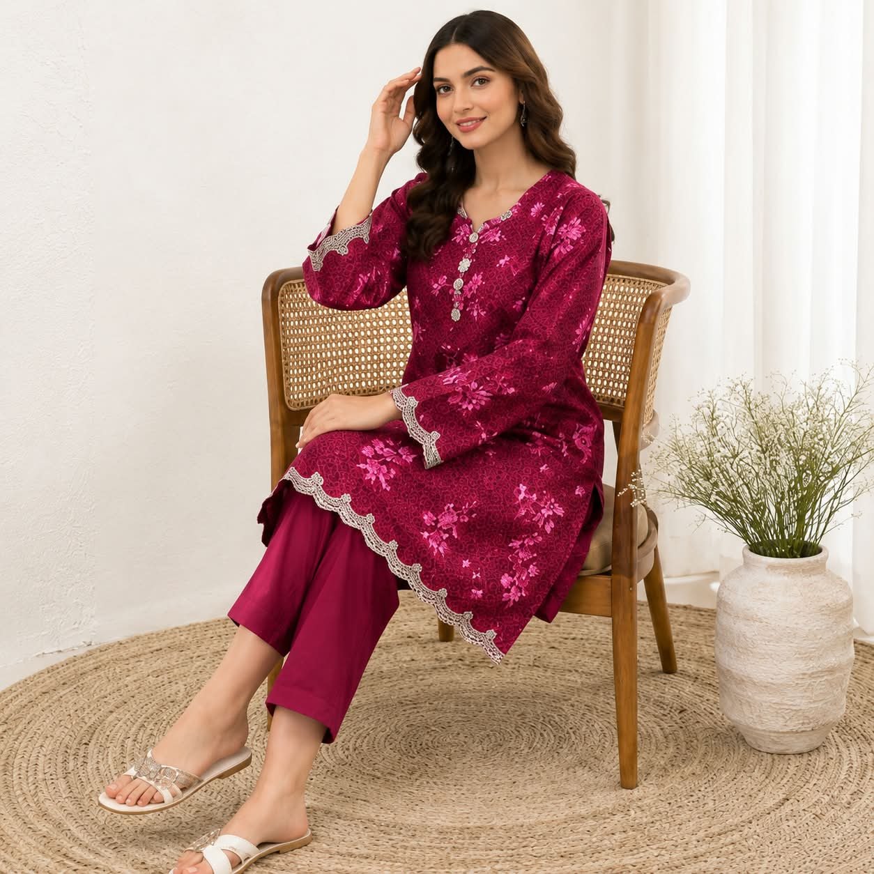 Embroidered 2 Piece Suit for Women – Elegant Embroidered Kurta Trouser