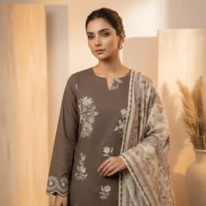 KHAADI New Arrival Cotton Embroidered 3 Piece Suit